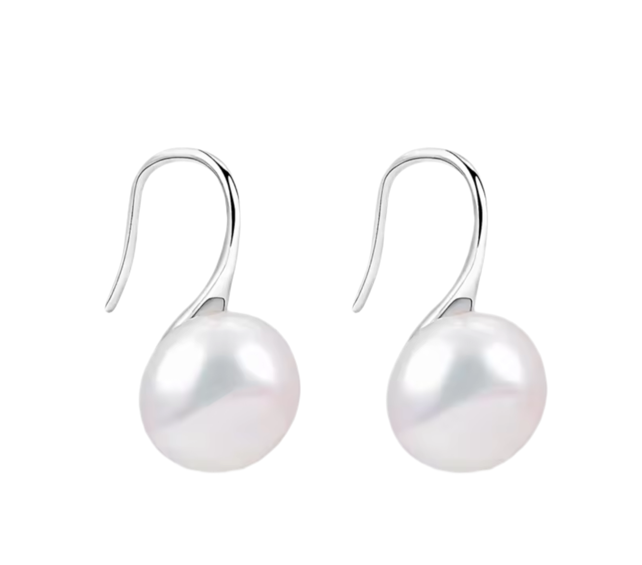 Small Pearl Hook Earring Stainless Steel Silver