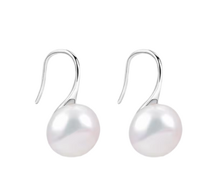 Small Pearl Hook Earring Stainless Steel Silver