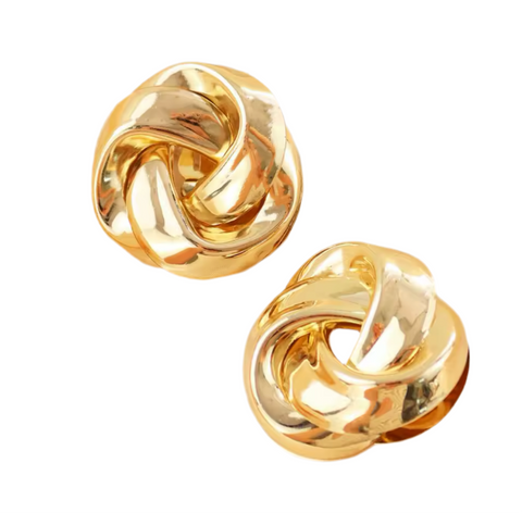 Chunky Round Twisty Copper Clip On Earrings Gold