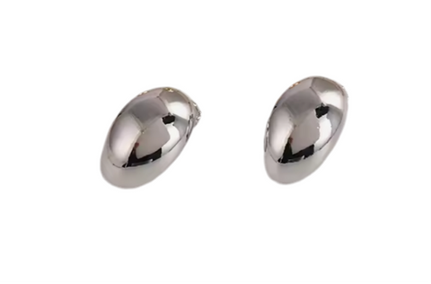 Small Moon Shape Copper Clip On Earrings Silver