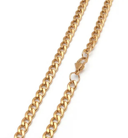 Curb Stainless Steel Chain Necklace Gold 50cm