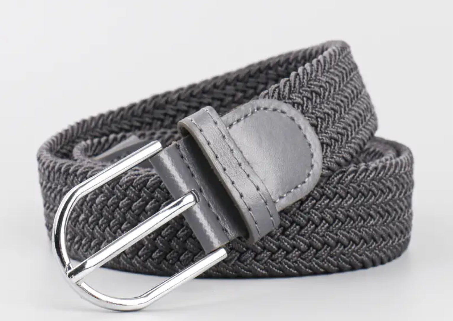 Unisex Elastic Stretch Mesh Belt Grey With Grey Trim 105cm