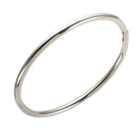 Stainless Steel Oval Bracelet Opens To Fit Silver
