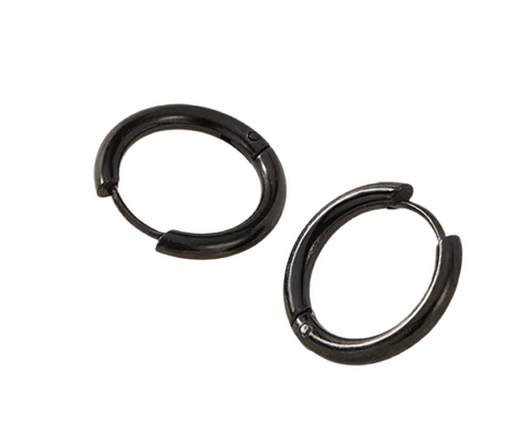 Stainless Steel Hoop Earrings Black 20mm