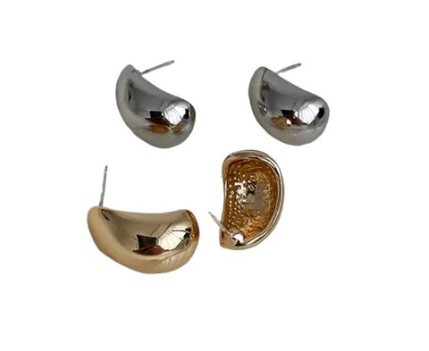 Stainless Steel Moon Shape 925 Stud Earring Gold