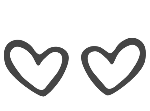 Stainless Steel Small Stud Open Heart Earrings Black