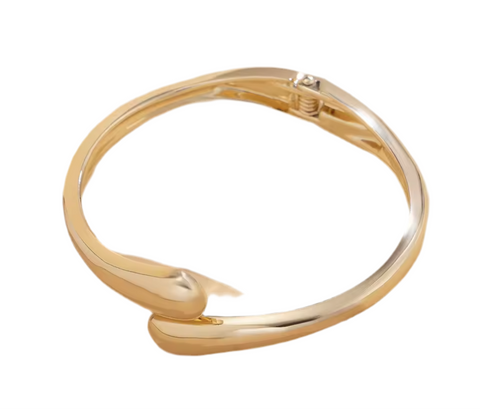 Stainless Steel Spring Bangle Narrow Gold