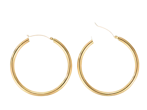 Stainless Steel Hoop Earrings 50mm Gold