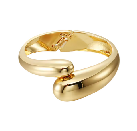 Stainless Steel Spring Bangle Gold