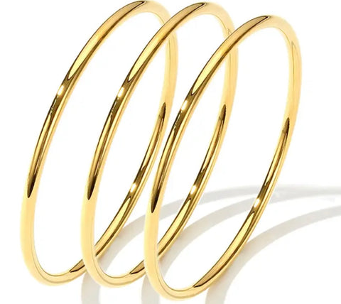 Solid Stainless Steel Bangle Medium 62mm Diameter Gold