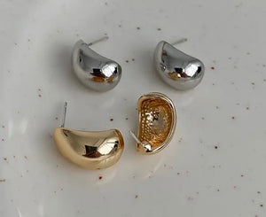 Stainless Steel Moon Shape 925 Stud Earring Gold