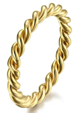 Stainless Steel Ring Twisted Band Gold Size 18