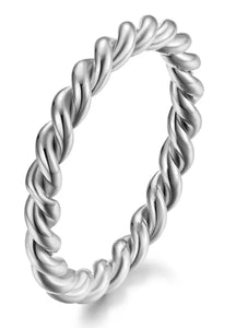 Stainless Steel Ring Twisted Band Silver Size 18