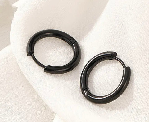Stainless Steel Hoop Earrings Black 20mm