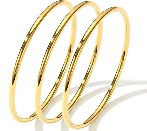 Solid Stainless Steel Bangle Large 64mm  Diameter Gold