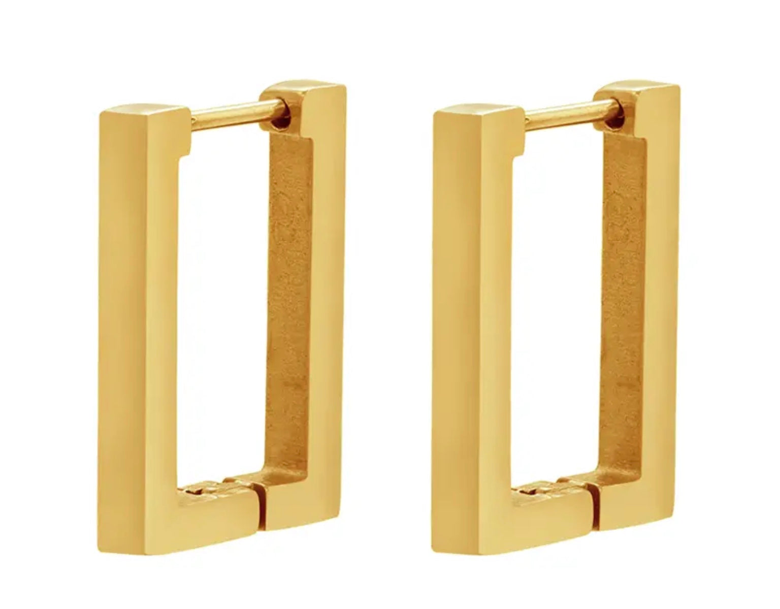 Rectangle Hoop Stainless Steel Earrings Gold