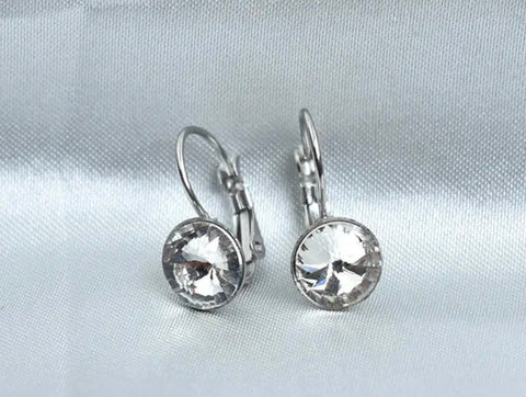 Small Clear Crystal Hoop Earring Silver
