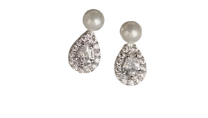 Pearl And Crystal Drop Stud Earring Gold