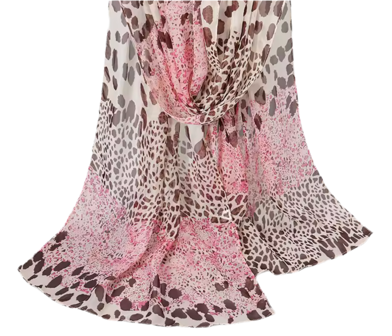 Chiffon Pink And Coffee Coloured Animal Print Scarfe