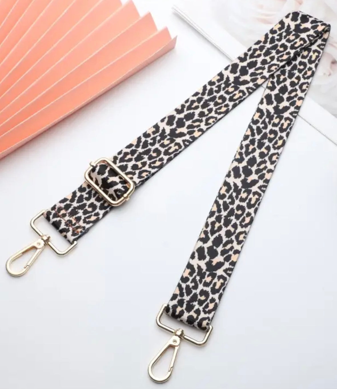 Crossbody Shoulder Handbag Wide Strap Black White Gold Animal Print