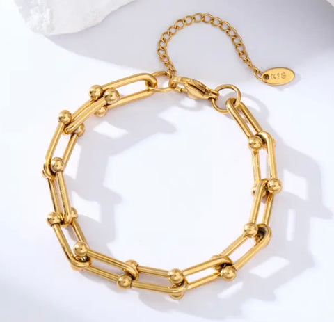 Fashionable Retro U-shaped Horsehoe Bracelet Gold
