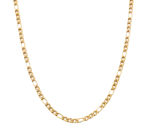 Stainless Steel Figaro Design Chain Necklace Gold 50cm Length