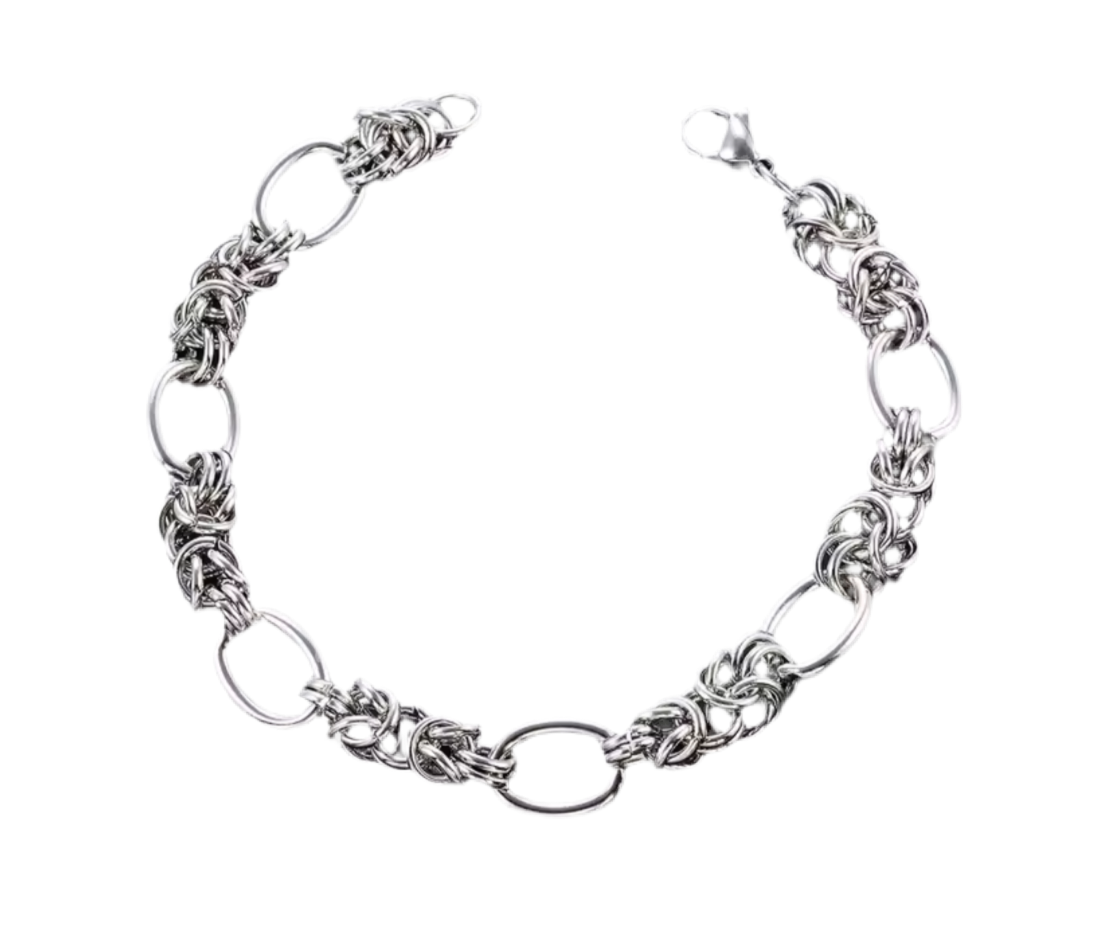 Stainless Steel Knot Link Chain Bracelet Silver