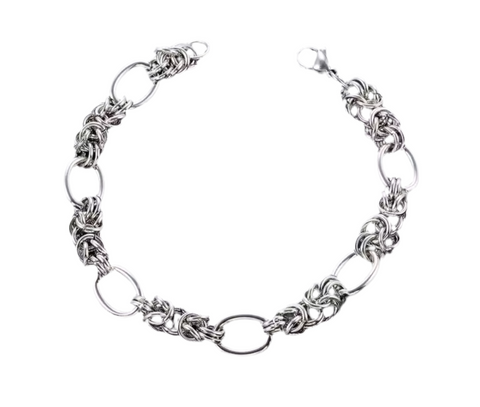 Stainless Steel Knot Link Chain Bracelet Silver