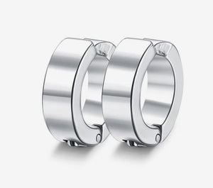 Stainless Steel Hoop Clip On Earrings Silver