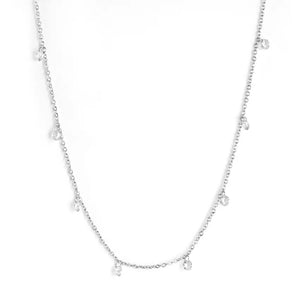 Stainless Steel Necklace Chain With Cubic Zirconia Stone Silver