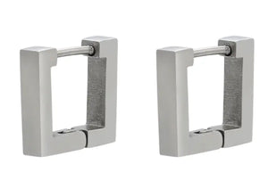 Square Hoop Stainless Steel Earrings Silver