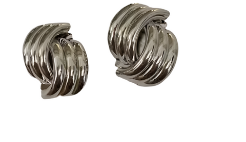 Interweaving Knot Metal Clip On Earrings Silver