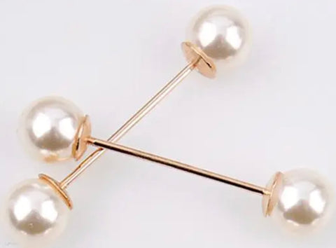 Double Ended Pearl Pin Brooch Gold