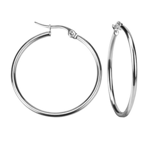 Stainless Steel Hoop Earrings 50mm Silver