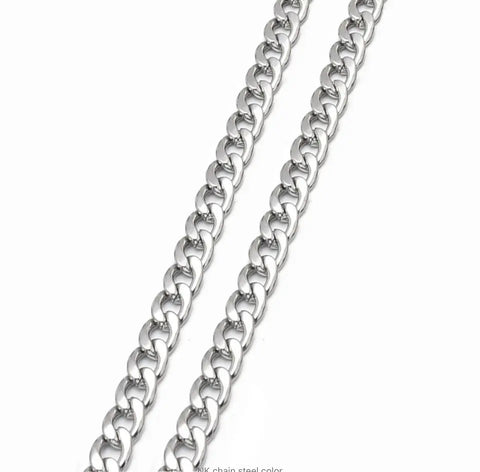 Curb Stainless Steel Necklace Chain Silver