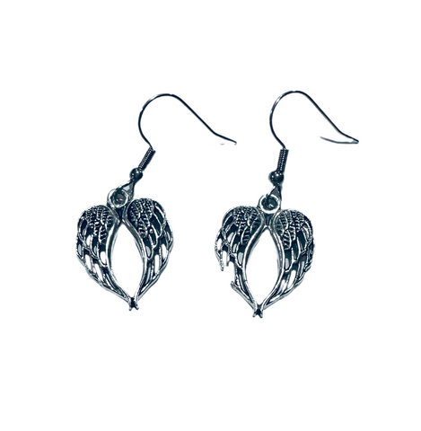 Angel Wings Drop Earrings Silver