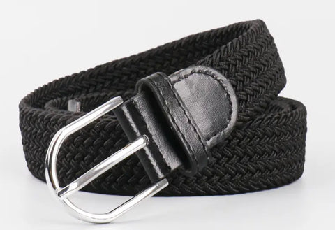 Unisex Elastic Stretch Mesh Belt Black With Black Trim 105cm