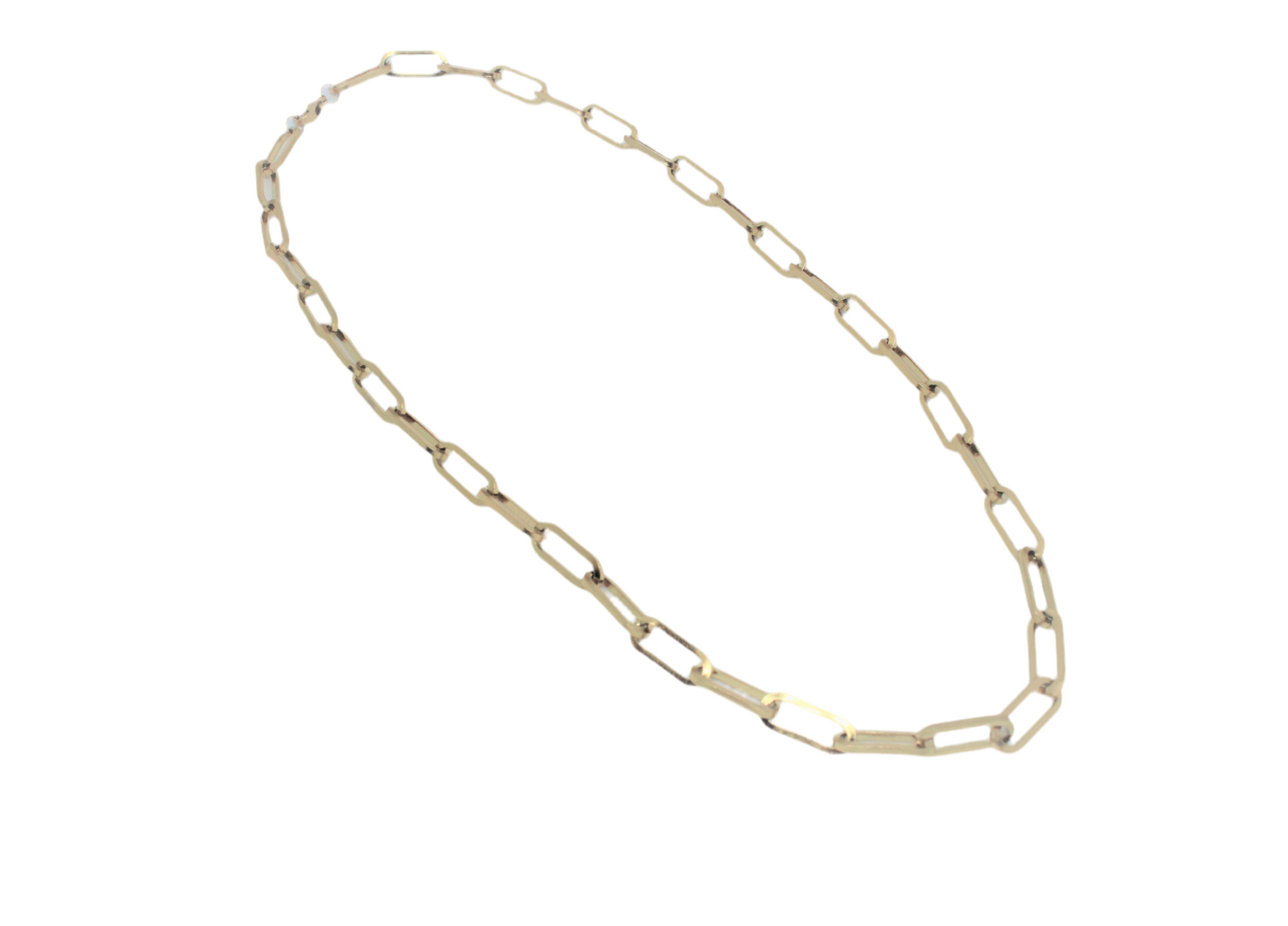 Fashion Paperclip Link Chain Necklace Stainless Steel Gold