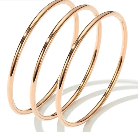 Solid Stainless Steel Bangle Extra Large 67mm Diameter Rose Gold