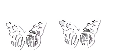 Stainless Steel Small Butterfly Stud Earrings Silver