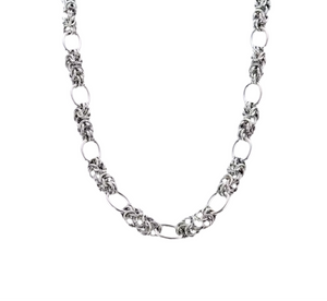 Stainless Steel Knot Link Chain Necklace Silver