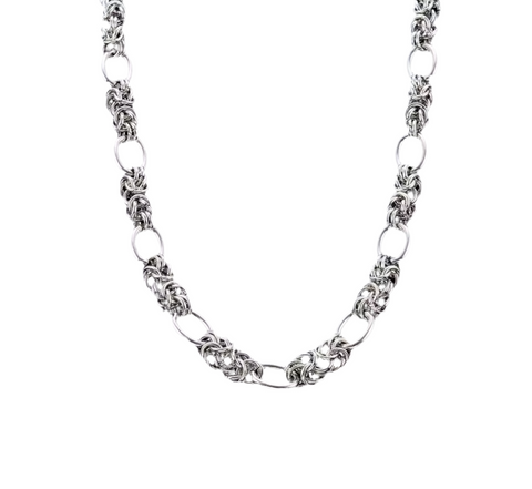 Stainless Steel Knot Link Chain Necklace Silver