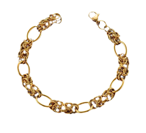Stainless Steel Knot Link Chain Bracelet Gold