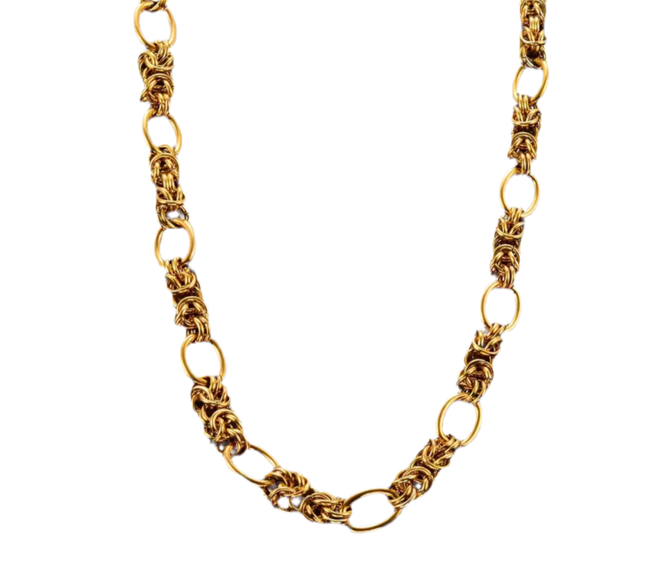 Stainless Steel Knot Link Chain Necklace Gold