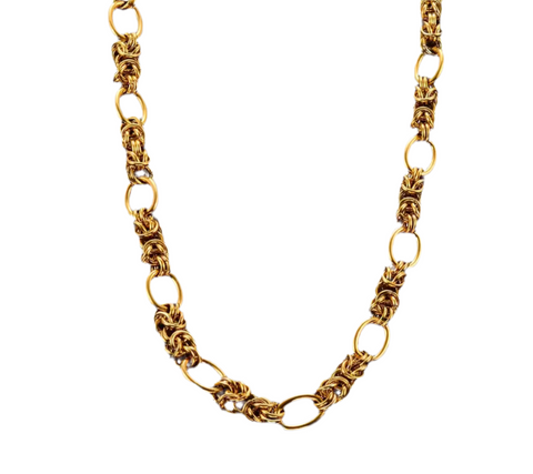 Stainless Steel Knot Link Chain Necklace Gold