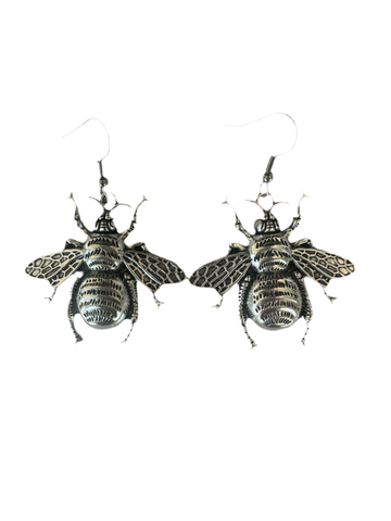 Bee Hook Earrings Silver