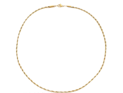 Stainless Steel Rope Chain Necklace Gold