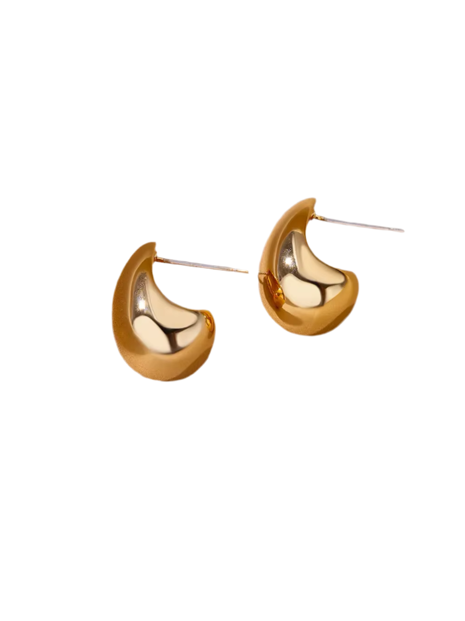 Stainless Steel Moon Shape 925 Stud Earring Gold