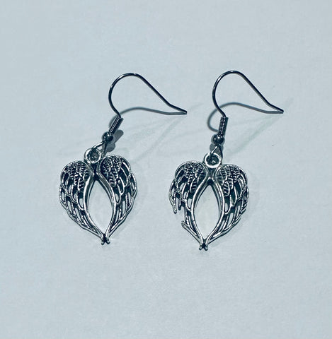 Angel Wings Drop Earrings Silver