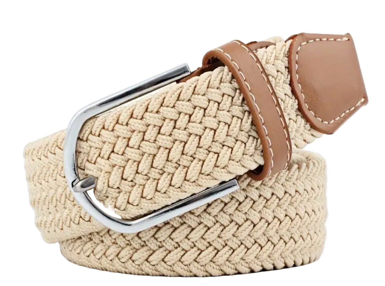 Unisex Elastic Stretch Mesh Belt Beige 100cm